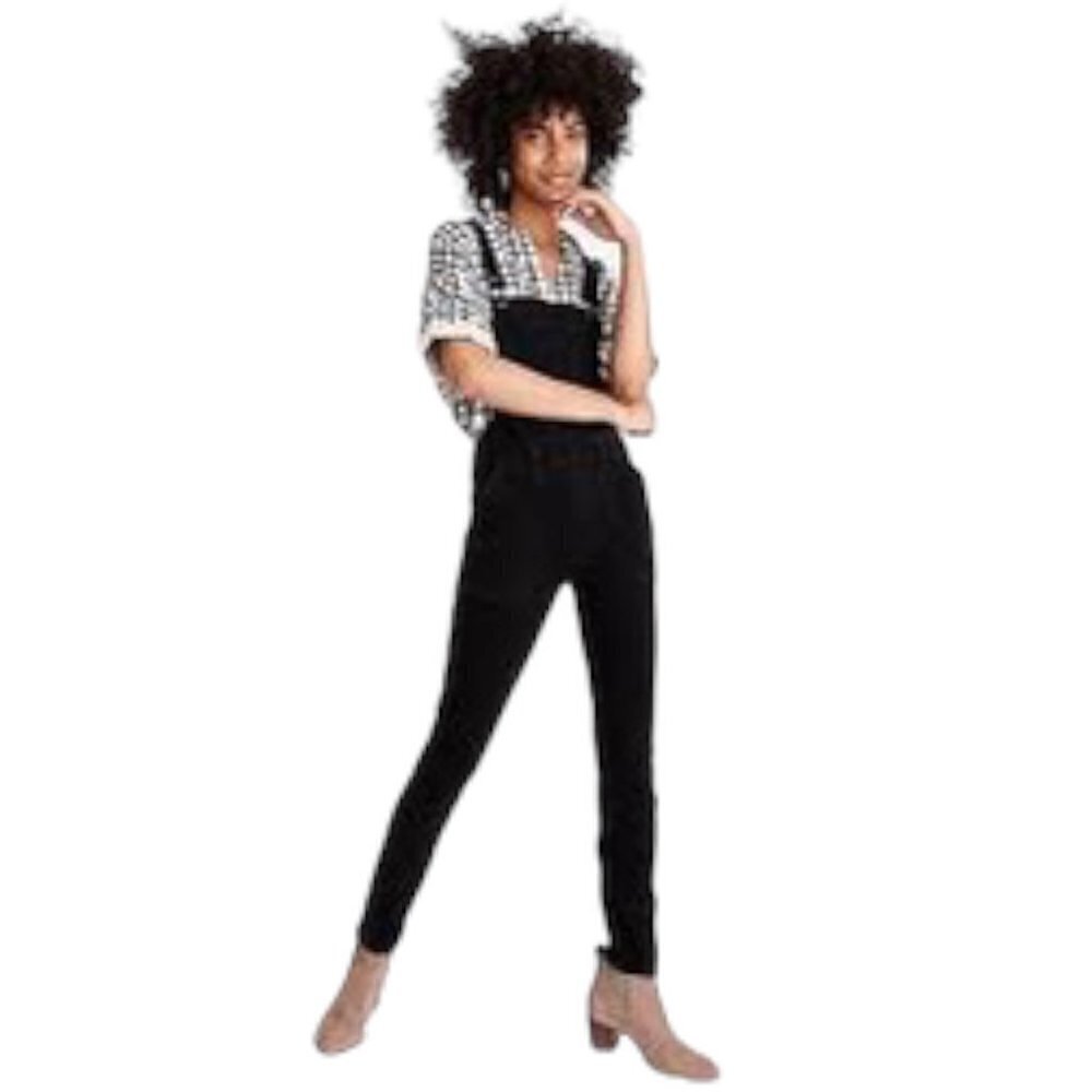 Madewell Black Skinny Overalls in Lunar Wash XXS
